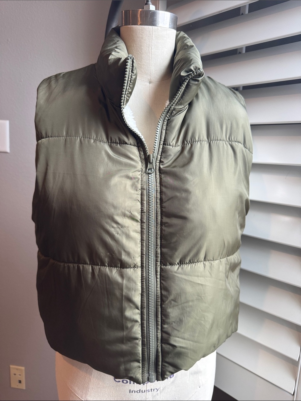 Ci Sono Olive Green Quilted Puffer Vest